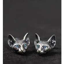 Yaratıcı Sanatlar Atölyesi 1  Adet Sfenks Kedisi Antik Mısır Temalı Unisex Metal Küpe Özel Tasarım Takı