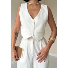 Sidelya Concept Ekru Klas Ceket ve Yelek ve Pantolon Takım