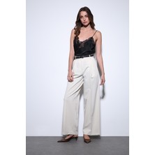 Antioch Ekru Geniş Paça Kadın Pantolon