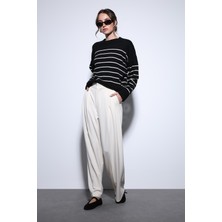 Antioch Ekru Pileli Palazzo Kadın Pantolon