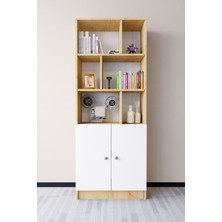 Mirobi Torfa 2 Kapaklı 6 Bölmeli Dekoratif Kitaplık Rivoli-Beyaz