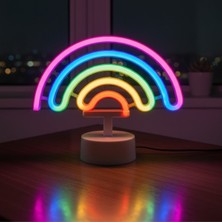 Tuncel Store Plastik Gökkuşağı Neon LED Işık – Dekoratif Renkli Masaüstü ve Ambiyans Aydınlatması (5389)