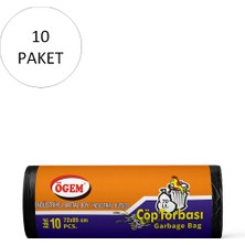 Ögem Endüstriyel Battal Boy Çöp Torbası 72 x 95 cm 10 Lu Rulo x 20 Paket = 200 Adet (Siyah)