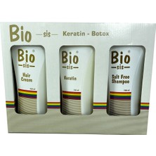 Bio Sis Brezilya Fönü 3'lü Kutulu Set Keratin + Saç Kremi + Tuzsuz Şampuan Düz ve Işıltılı Saçlar Botox