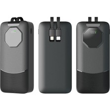 20000 Mah Taşınabilir Hızlı Şarj Cihazı - Lightning+Type C Kablolu Powerbank Siyah