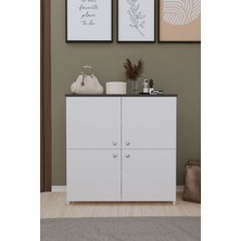 Mirobi Laren Ayakkabılık Küp Ayakkabılık Dolabı Country Ayakkabılık Beyaz Antrasit