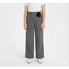 Little Star 🌸 Kız Çocuk Balıksırtı Kumaş Çiçek Aksesuarlı Pantolon (8–12 Yaş)