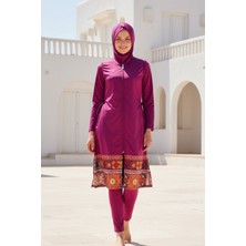 Marina Mürdüm Tam Kapalı Tesettür Mayo, Fermuarlı, Bel Stoperli, Hızlı Kuruyan Set 1982