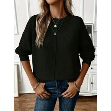 Sidelya Concept Kadın Uzun Kollu Bisiklet Yaka Düşük Omuz Detaylı Triko Bluz