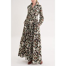 Societa Desenli Büzgülü uzun gömlek elbise 94554