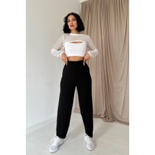 Sidelya Concept Siyah Pensli Lastik Detaylı Pantolon