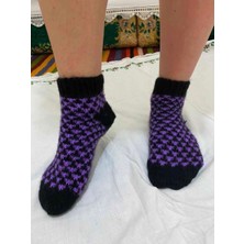 Farmlove El Örgüsü Çorap  - Piti Desenli Mor