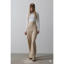 Sidelya Concept Beli Yarım Lastikli Palazzo Pantolon - Camel