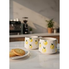 RGS Homelife 2'li El Yapımı Seramik Kupa Seti, Seramik Kahve, Espresso ve Çay Kupa Seti Limon Kazan Kupa