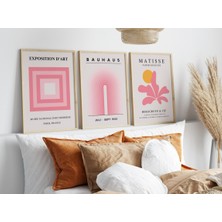 Pam Studio Pembe Bauhaus, Matisse 3’lü Ahşap Çerçeveli Poster Seti – Modern Minimalist Duvar Dekoru