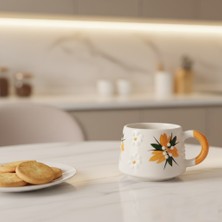 RGS Homelife 2'li El Yapımı Seramik Kupa Seti, Seramik Kahve, Espresso ve Çay Kupa Seti Turuncul Ale Kupa