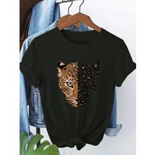 Sidelya Concept Kadın Kısa Kollu Bisiklet Yaka Desenli Viskon Bluz