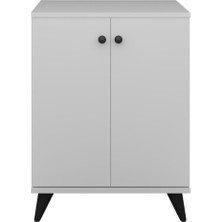 Dienni Simple Çok Amaçlı Dolap 2 Raflı 2 Kapaklı 60X44X80 Beyaz