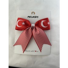 MELOKİDS Türk Bayrağı 23 Nisan Kırmızı Beyaz Klipsli Kurdele Toka