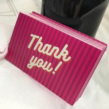 Hype Store Casalinghi Pembe Çizgili Thank You ! Kartı E Ticaret Hediye Kartı Müşteri Memnuniyeti (20 Adet) (Pem