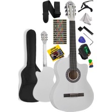 Hype Store CG-395WH Beyaz Renk Kesik Klasik Gitar 4/4 Yetişkin Boy Sap Ayarlı Full Set