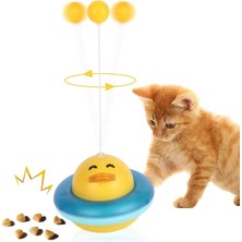 Hype Store Busstier 360 Derece Dönen Ördek Şekilli Interaktif Kedi Oyuncağı Atıştırmalık Dispenseri Kedi Eğitic