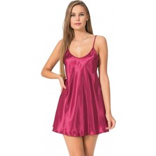 Red Womans Bordo Kısa Saten Gecelik
