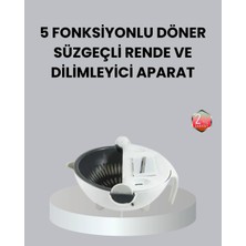 Flamex Döner Mekanizmalı 5’ı 1 Arada Süzgeçli Rende Sebze Meyve Doğrama Cihazı