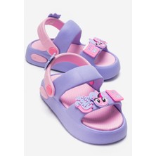 Ccway Çocuk Çift Biyeli Emojili Terlik Lila Pembe