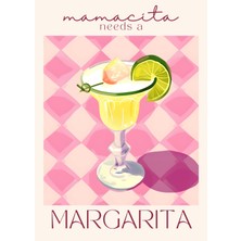 Fuart.Co Pembe Margarita Dijital Baskı Poster (Çerçevesiz) Kofu