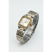 Tom Jones Çelik Kordonlu, Altın Çizgili, Kare Kasa, Su Geçirmez, 2 Yıl Garantili Kadın Kol Saati