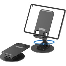 Hype Store Kyrotech Ayarlanabilir Katlanabilir Masaüstü Telefon Standı, 360° Döner, Evrensel Uyumlu 4-8 Inç Tel