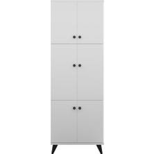Dienni Simple Çok Amaçlı Dolap 5 Raflı 6 Kapaklı 60X44X175 Beyaz