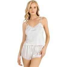 Red Womans Ekru Saten Şort Takımı 9210