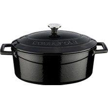 Hype Store Lava Metal Oval Döküm Tencere, 25 Cm, 3.19 L Hacim, Siyah