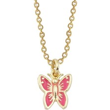 Cherry By Özkonak Pembe Kelebekli Çocuk Kolyesi