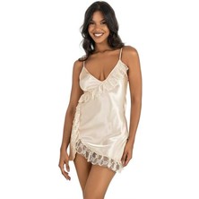 Red Womans Fildişi Kısa Saten Gecelik 8229