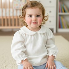 BS Hood x Ipek Atlas Kız Bebek Müslin Bebe Yaka Uzun Kollu Fırfırlı Gömlek