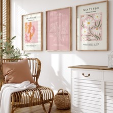 Pam Studio Matisse Picasso Poster Seti 3’lü | Pembe Modern Soyut Çiçek ve Dans Temalı Tablo Duvar Dekoru