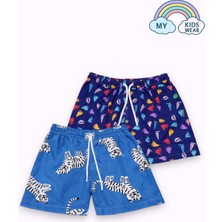 My Kids Wear Erkek Çocuk Degrade Desenli Deniz Şortu 2’li Set 3-16 Yaş 12423