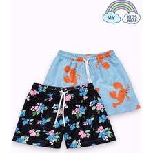 My Kids Wear Erkek Çocuk Degrade Desenli Deniz Şortu 2’li Set 3-16 Yaş 12420