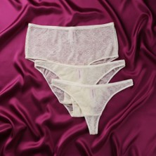 Bonbon Kadın 3 Lü Dantelli Yüksek Bel Külot Slip ve String  Set BB2149
