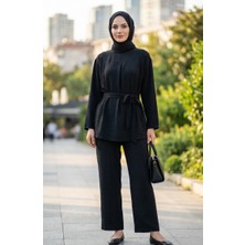 Aerobin Kumaş Tunik Pantolon Ikili Takım 4141-11 Siyah