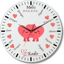 Hediye Vakti Kişiye Özel Sevgililere Özel Cam Duvar Saati 20X20 cm – Isimli Romantik Tasarım