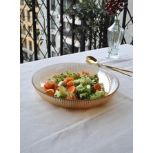 Qualitev 1 Adet 25 cm Cam Amber Salata Kasesi Salata Tabağı Kase Oranj