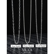 Vexa Aksesuar 3’lü Zincir Kolye Seti – Ataç, Örme ve Oval Model – Özel Kutulu Hediyelik Set