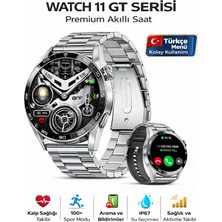 Sonreir Watch 11 Pro GT 46mm Gümüş Amoled Ekranlı Spor Çelik Kasa Erkek Akıllı Saat Sesli Görüşmeli NFC, GPS, Spor Takibi, Sağlık Ölçümü Android İos iphone Huawei Uyumlu 8-9 Lerfeii