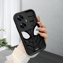 Hontinga Realme C55 Narzo N55 Uyumlu Telefon Kılıfı Düşüme Önleyici Basitlik Anti Düşme Kamera Korumali Spider Man Darbe Önleyici Siyah Desen Ince Yumuşak Silikon Telefon Kılıfı K2-0053