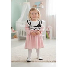 Kidello Gül Kurusu Müslin Kumaş Pamuk Uzun Kollu Yakalı Kız Bebek Elbisesi | Günlük & Özel Gün