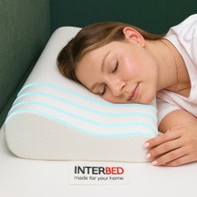 İnterbed Ortopedik Visco Yastık Boyun Destekli Viskon Kılıflı 60X40X14-12 cm
